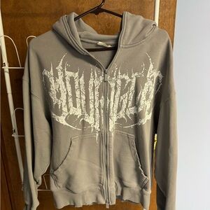YoungLA Light Gray zip up hoodie